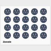 Navy Blauw Blush Bruiloft Monogram Envelop Afdicht Ronde Sticker (Vel)