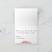 Navy blauw blush pioenrozen bruiloft bewerkbaar da bedankkaart (Binnen)