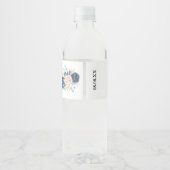 Navy blauw blush roze bloemencustom waterfles etiket (Achterkant)