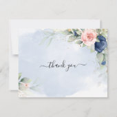 Navy blauw & Blush Roze bruiloft bedankkaart Kaart (Voorkant)