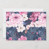Navy Blauw Blush Roze | Chique Floral Verjaardagsd Kaart (Achterkant)