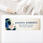 Navy Blauw Blush Roze Rose Botanisch Adres Etiket (Insitu)