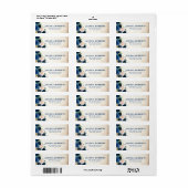 Navy Blauw Blush Roze Rose Botanisch Adres Etiket (Full Sheet)