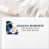 Navy Blauw Blush Roze Rose Botanisch Adres Etiket (Insitu)