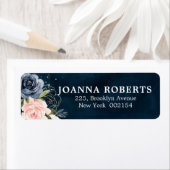Navy Blauw Blush Roze Rose Botanisch Adres Etiket (Insitu)