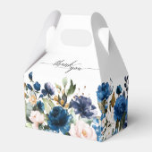 Navy Blauw Blush Roze Rose Botanische bruiloft Bedankdoosjes (Voorkant Zijde)