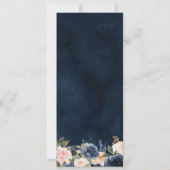 Navy Blauw Blush Roze Rose Bruiloft Menu Kaart (Achterkant)