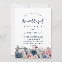 Navy Blauw Blush Roze Rozen Bruiloft