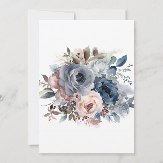 Navy Blauw Blush Roze Rozen Bruiloft Save The Date Kaart (Achterkant)