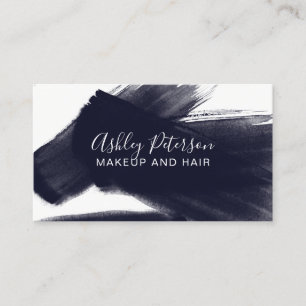 Navy blauw borstellijnhaar make-up typografie visitekaartje