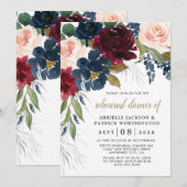 Navy Blauw Bourgondië Blush Roze repetitie diner Kaart (Voorkant / Achterkant)