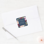 Navy Blauw Bourgondië Goud Blush Roze Bruiloft Fav Vierkante Sticker (Envelop)