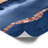 Navy blauw bronzen agaat welkom verjaardag poster (Hoek)