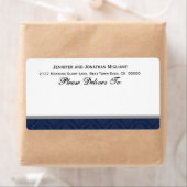 Navy Blauw Bruiloft Damask Etiket (Insitu)