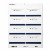 Navy Blauw Bruiloft Damask Etiket (Full Sheet)