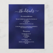 Navy blauw budget bruiloft programma details flyer (Voorkant)