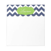 Navy blauw chevron en groen. Monogram Notitieblok (Voorkant)
