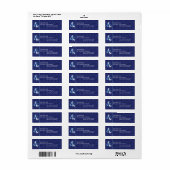 NAVY BLAUW Damask Bruiloft Monogram Etiket (Full Sheet)