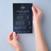 Navy-Blauw | Eenvoudige Salon Service Menu Flyer (Hand)