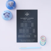 Navy-Blauw | Eenvoudige Salon Service Menu Flyer (Enkel)