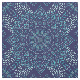 Navy blauw en blauwgroen mandala patroon stof