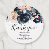 Navy blauw en blush roze bruiloft gunst label. bedankjes labels (Voorkant)