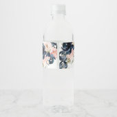 Navy blauw en blush roze bruiloft waterfles etiket (Achterkant)