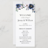 Navy Blauw en Blush Roze Elegant Bloemen Bruiloft (Voorkant)