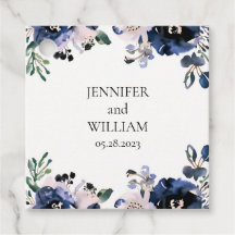 Navy Blauw en Blush Roze Elegant Bloemen Bruiloft