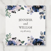Navy Blauw en Blush Roze Elegant Bloemen Bruiloft Bedankjes Labels (Achterkant)