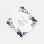 Navy Blauw en Blush Roze Elegant Bloemen Bruiloft Servet (Hoek)