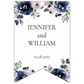 Navy Blauw en Blush Roze Elegant Bloemen Bruiloft Vlaggetjes (Tweede vlag)