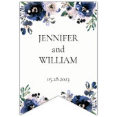 Navy Blauw en Blush Roze Elegant Bloemen Bruiloft Vlaggetjes (Eerste vlag)