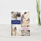 Navy blauw en Blush roze script Dank u Collage Bedankkaart (Voorkant)