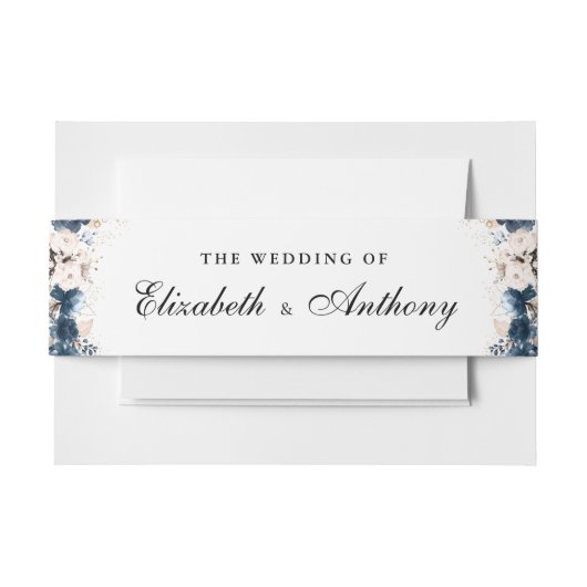 Navy Blauw en Dusty Bruiloft Uitnodiging Belly Ban Uitnodigingen Wikkel (Voorkant Voorbeeld)