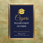 Navy blauw en goud afstuderen partij sigaren teken poster