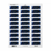 Navy-blauw en goud agaat marmeren verjaardagsfeest etiket (Full Sheet)