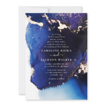 Navy Blauw en Goud Alcohol Ink Bruiloft