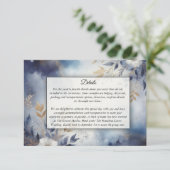Navy Blauw en Goud Bloemen Bruiloft Informatiekaartje (Staand voorkant)