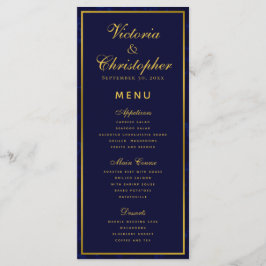 Navy Blauw en Goud Bruiloft Diner Menu