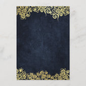 Navy blauw en goud chique luxe donkere winter brui informatiekaartje (Voorkant)