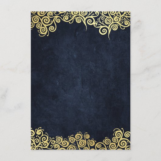 Navy blauw en goud chique luxe donkere winter brui informatiekaartje (Voorkant)
