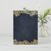 Navy blauw en goud chique luxe donkere winter brui informatiekaartje (Staand voorkant)