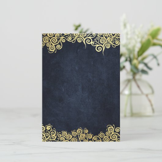 Navy blauw en goud chique luxe donkere winter brui informatiekaartje (Staand voorkant)
