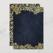 Navy blauw en goud chique luxe donkere winter brui informatiekaartje (Voorkant / Achterkant)