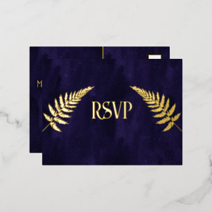 Navy Blauw en Goud Folie RSVP Uitnodiging Briefkaart