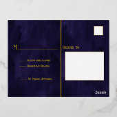 Navy Blauw en Goud Folie RSVP Uitnodiging Briefkaart (Achterkant)