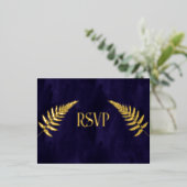 Navy Blauw en Goud Folie RSVP Uitnodiging Briefkaart (Staand Voorkant)