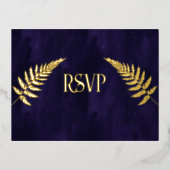 Navy Blauw en Goud Folie RSVP Uitnodiging Briefkaart (Voorkant)
