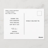 Navy blauw en goud foto doop dank u briefkaart (Achterkant)